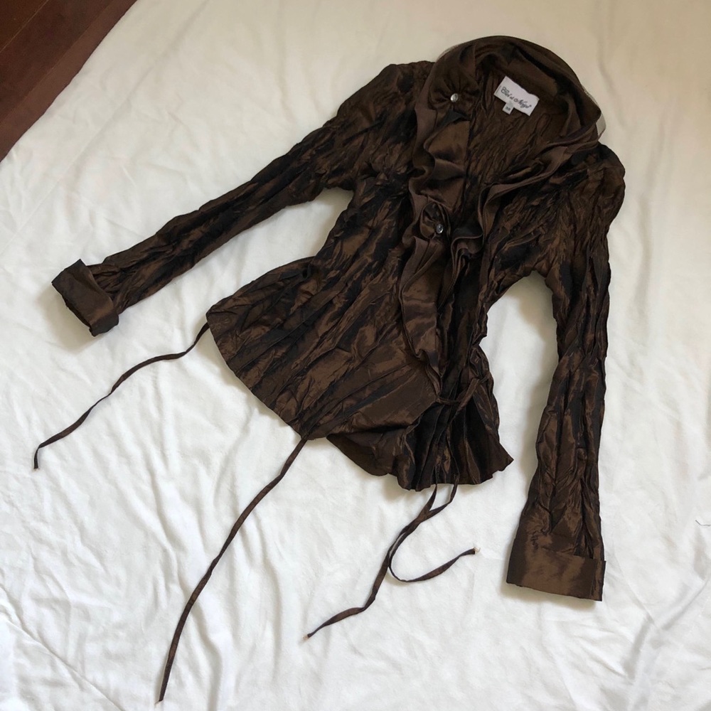 Amazing brown iridescent ruched pleated blazer